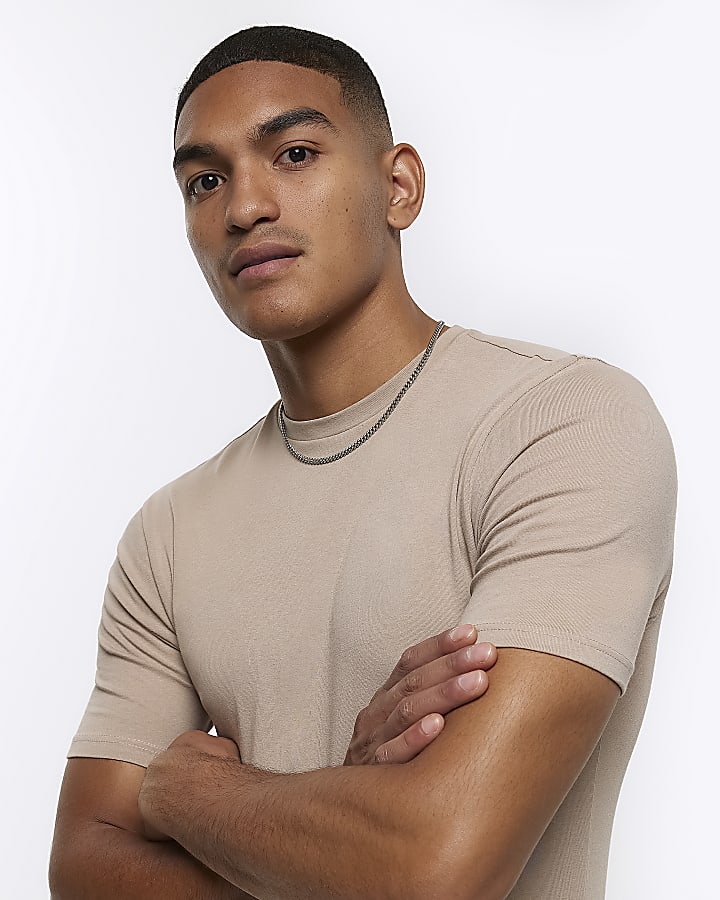 5 Pack grey multi muscle fit stretch t-shirts