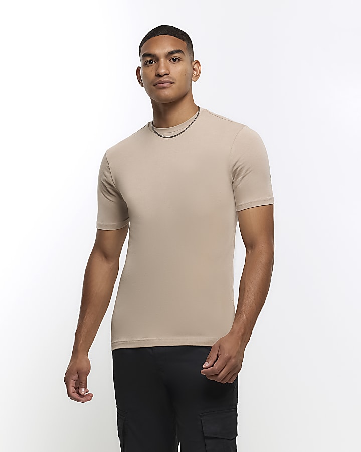 5 Pack grey multi muscle fit stretch t-shirts