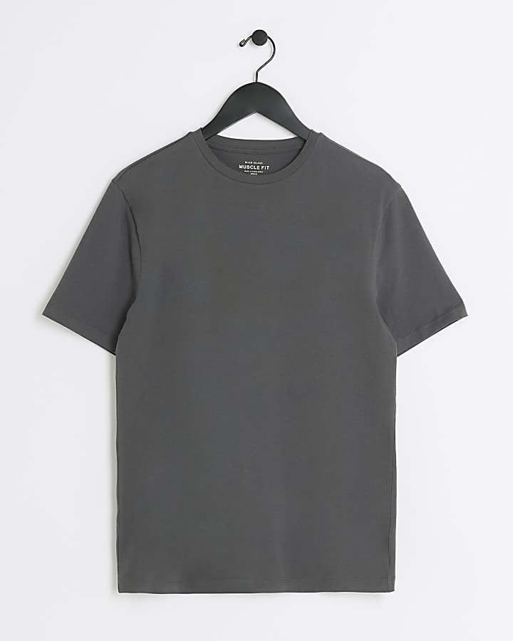 Grey muscle fit t-shirt