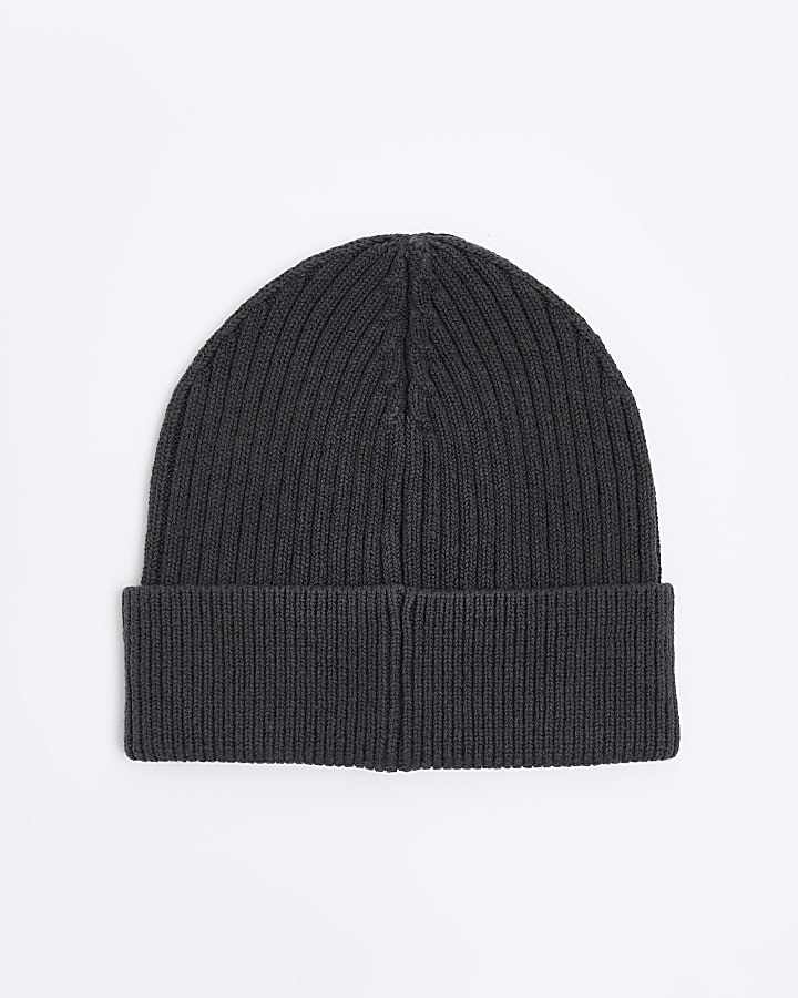 Dark grey rib beanie