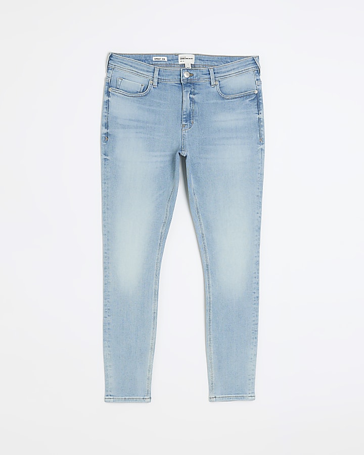 Blue super skinny fit spray on jeans