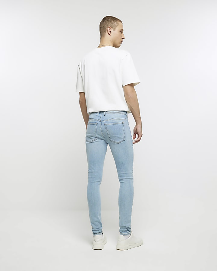 Blue super skinny fit spray on jeans