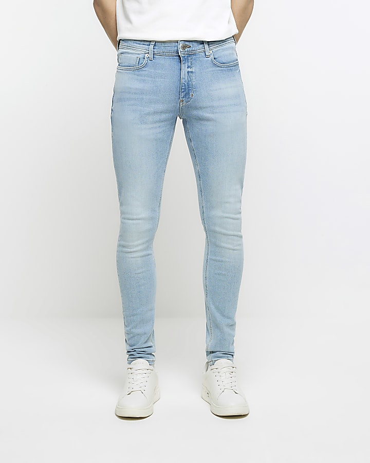 Blue super skinny fit spray on jeans