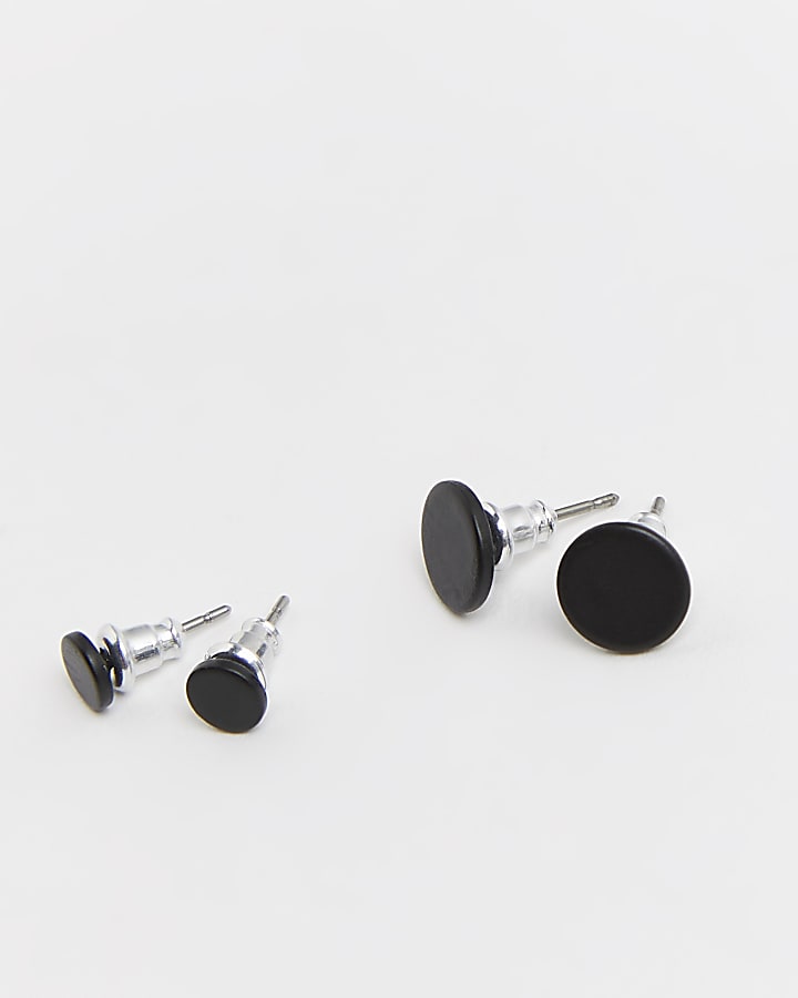 3 Pack black stud earrings