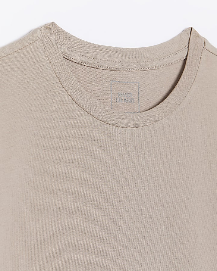 Beige muscle fit stretch t-shirt