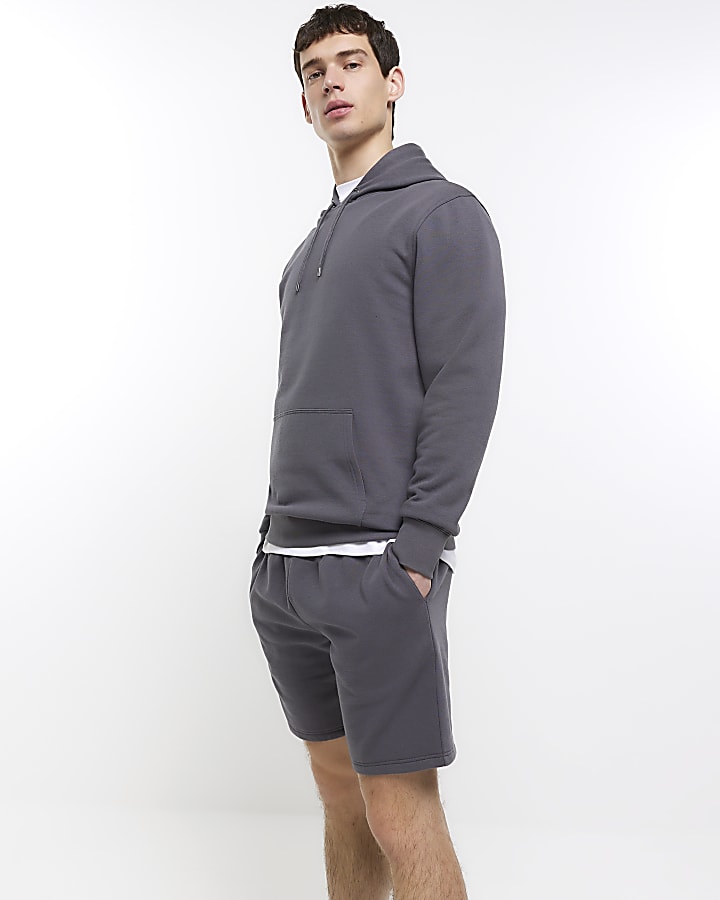 Grey slim fit casual shorts