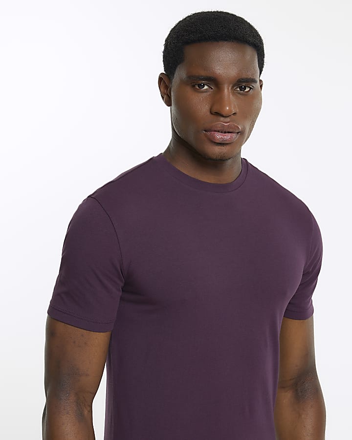 Purple muscle fit stretch t-shirt