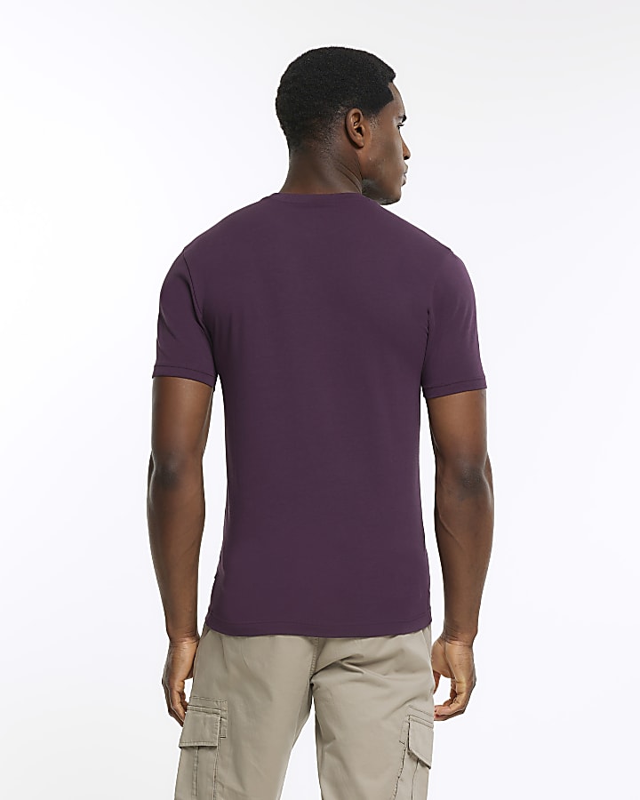 Purple muscle fit stretch t-shirt