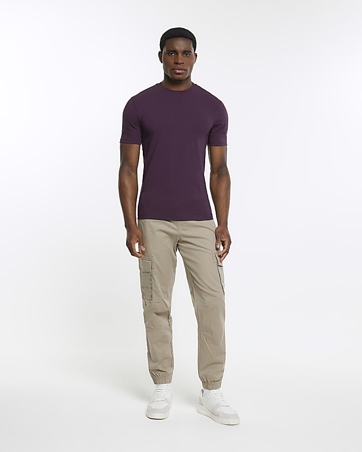 Purple muscle fit stretch t-shirt