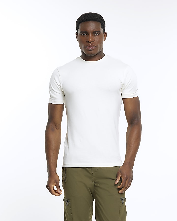 Beige muscle fit t-shirt