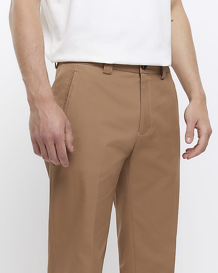 Stone tapered fit smart trousers