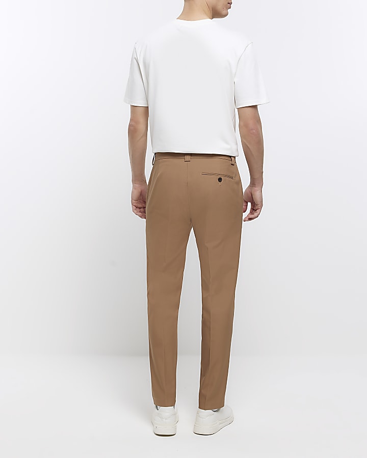 Stone tapered fit smart trousers