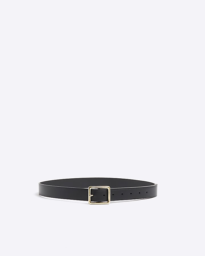 Black square buckle belt River Island