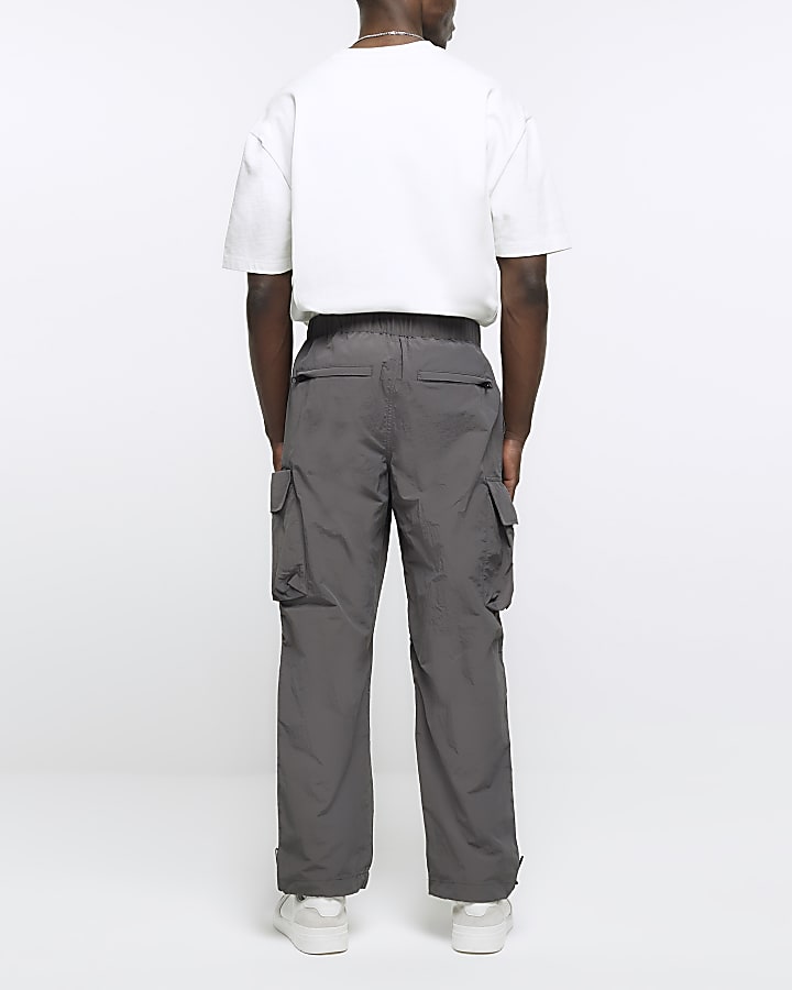 Grey loose fit utility cargo trousers