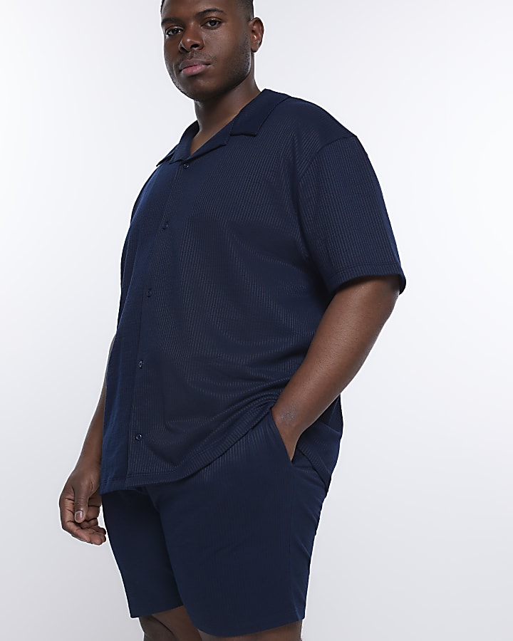 Big & Tall slim fit plisse shorts
