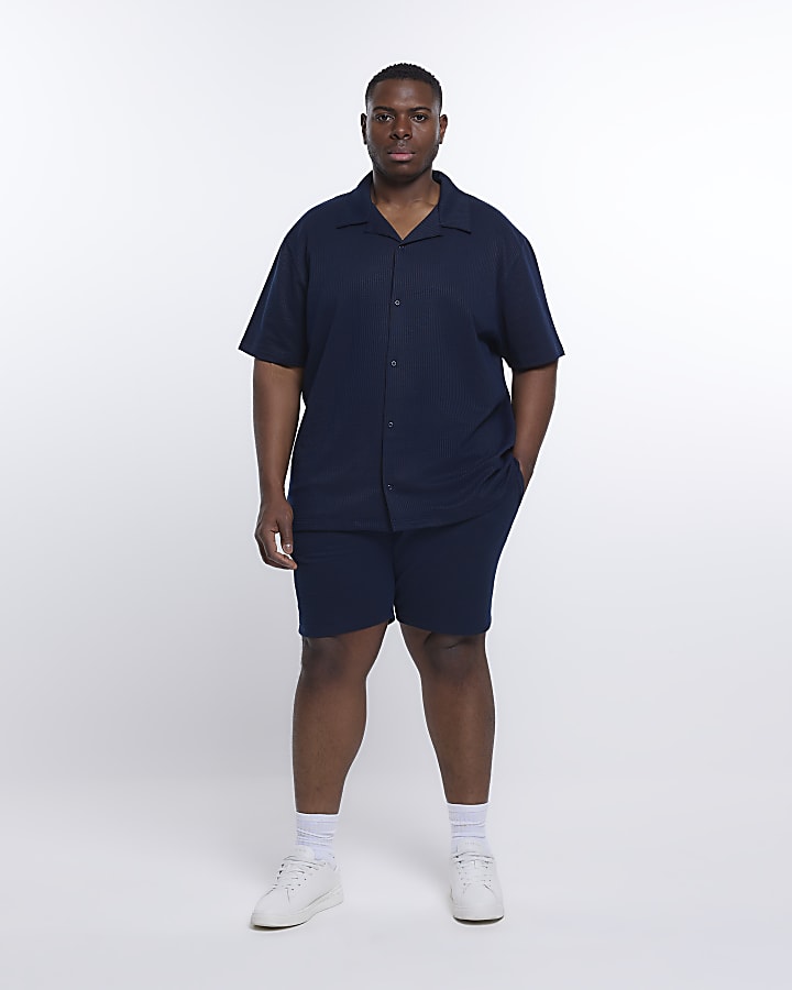 Big & Tall slim fit plisse shorts