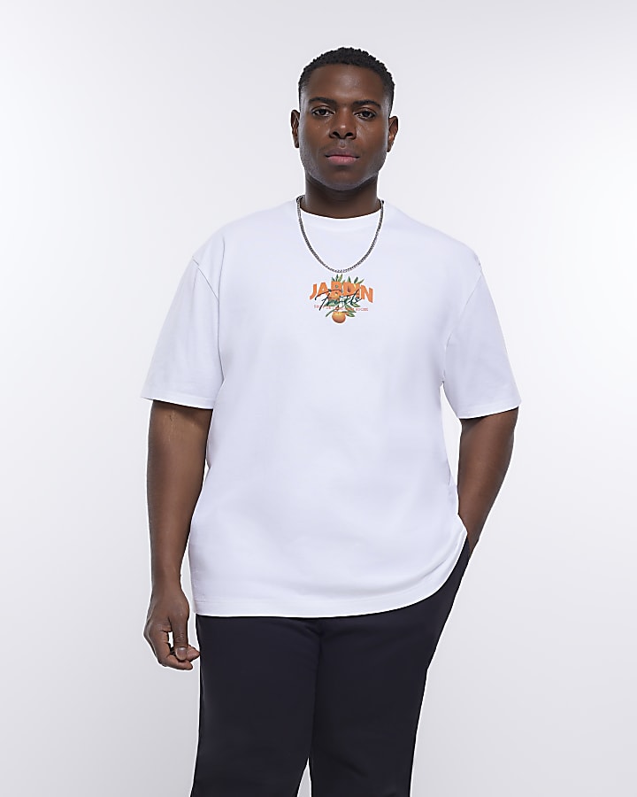 Big & Tall white regular fit graphic t-shirt