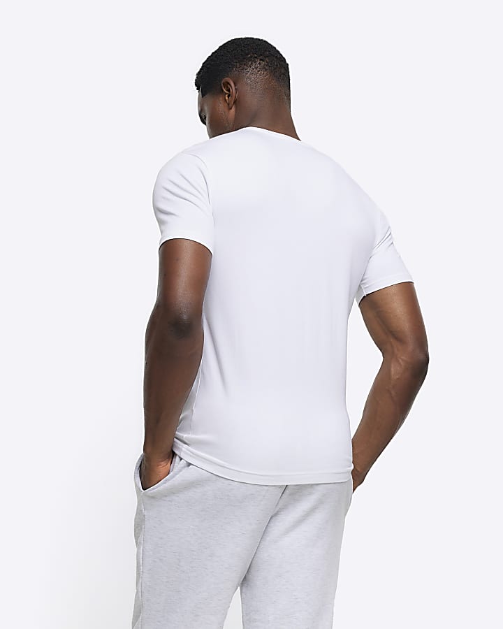 White muscle fit stretch t-shirt