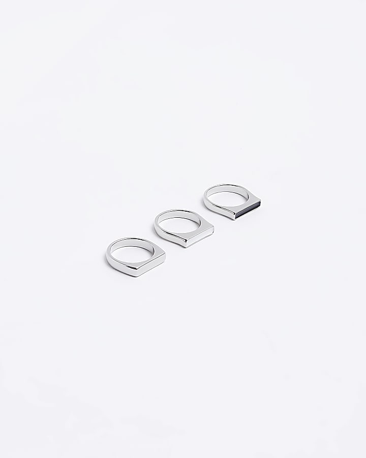 Silver colour multipack of 3 enamel rings