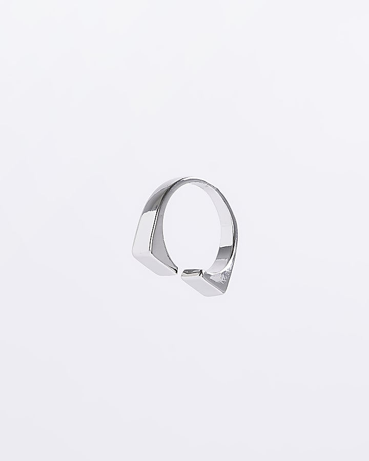 Silver colour asymmetric wrap ring