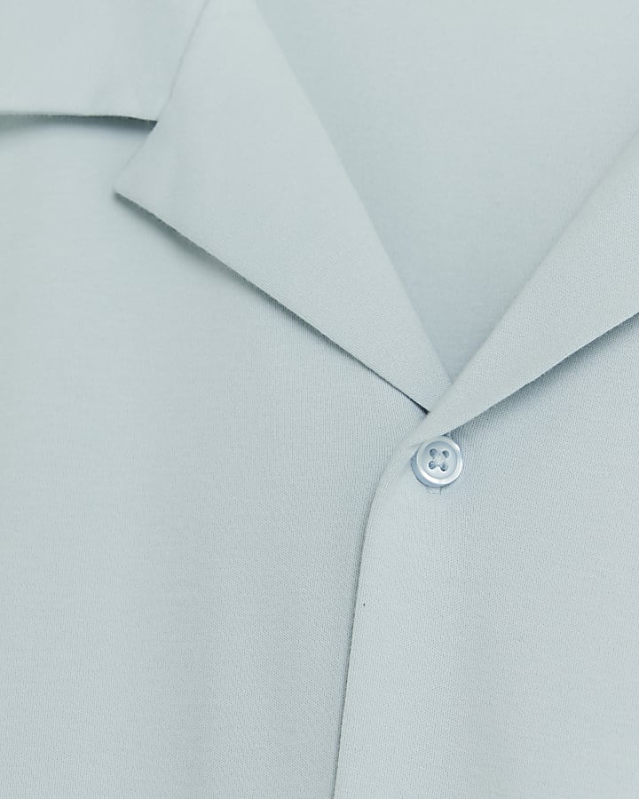 Blue regular fit jersey revere shirt