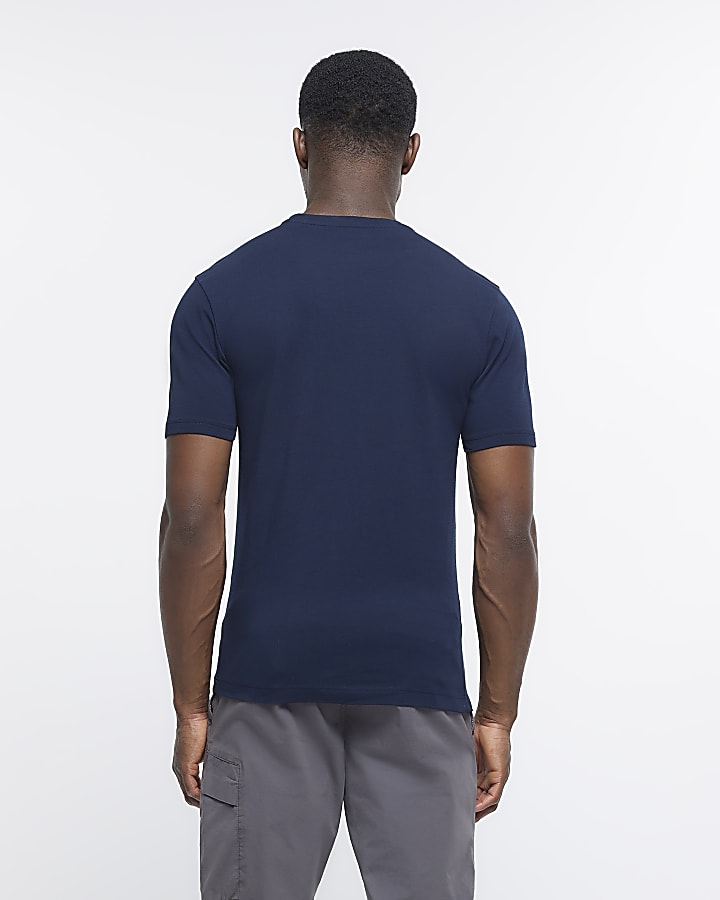 Navy muscle fit stretch short sleeve t-shirt