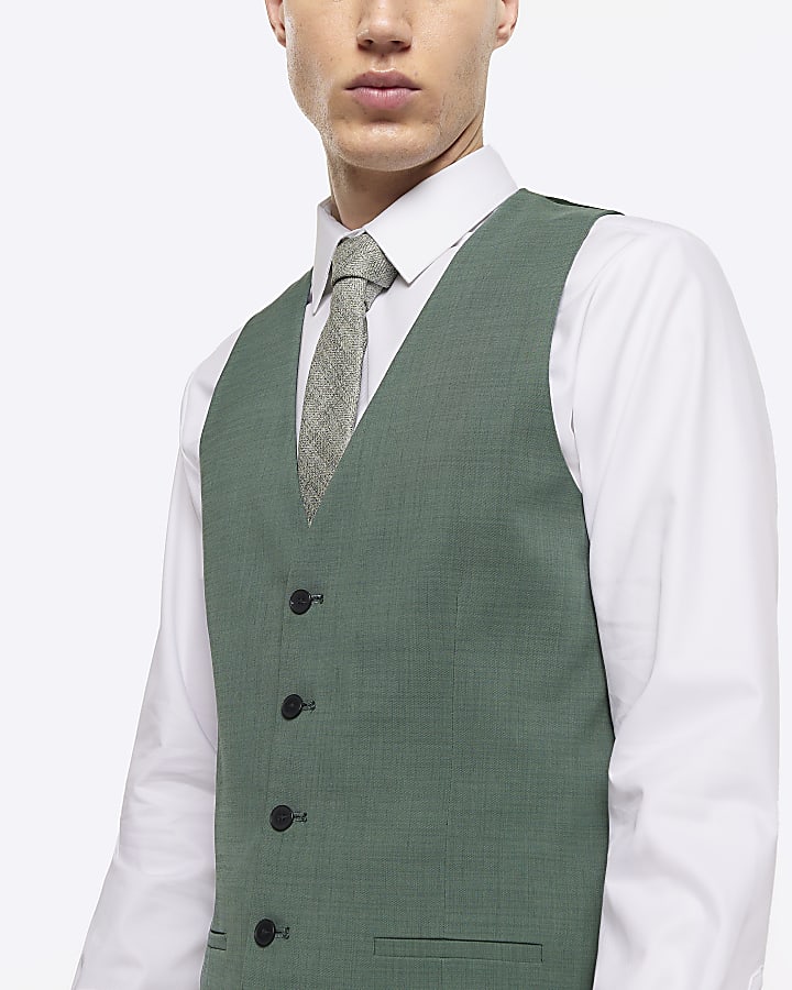 Green slim fit waistcoat