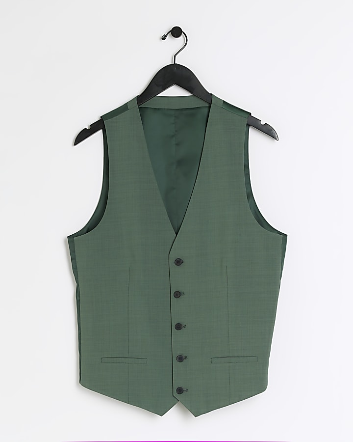 Green slim fit waistcoat