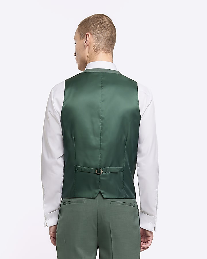 Green slim fit waistcoat