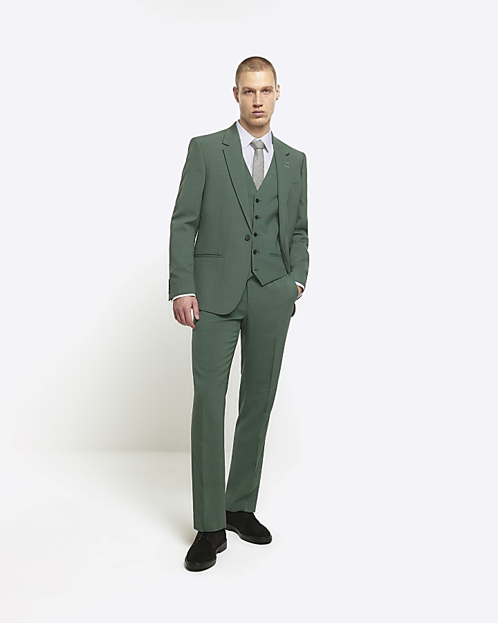 Green slim fit waistcoat