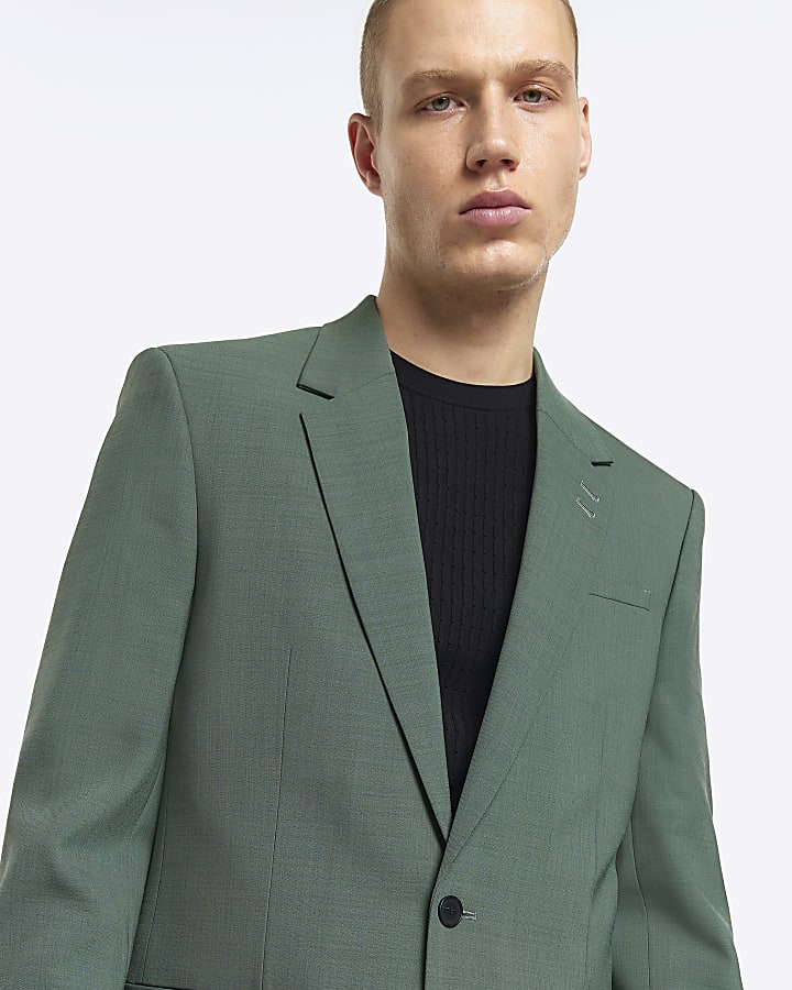 Green slim fit suit jacket