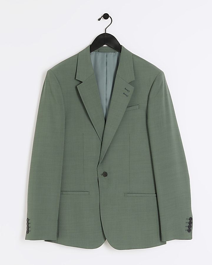 Green slim fit suit jacket