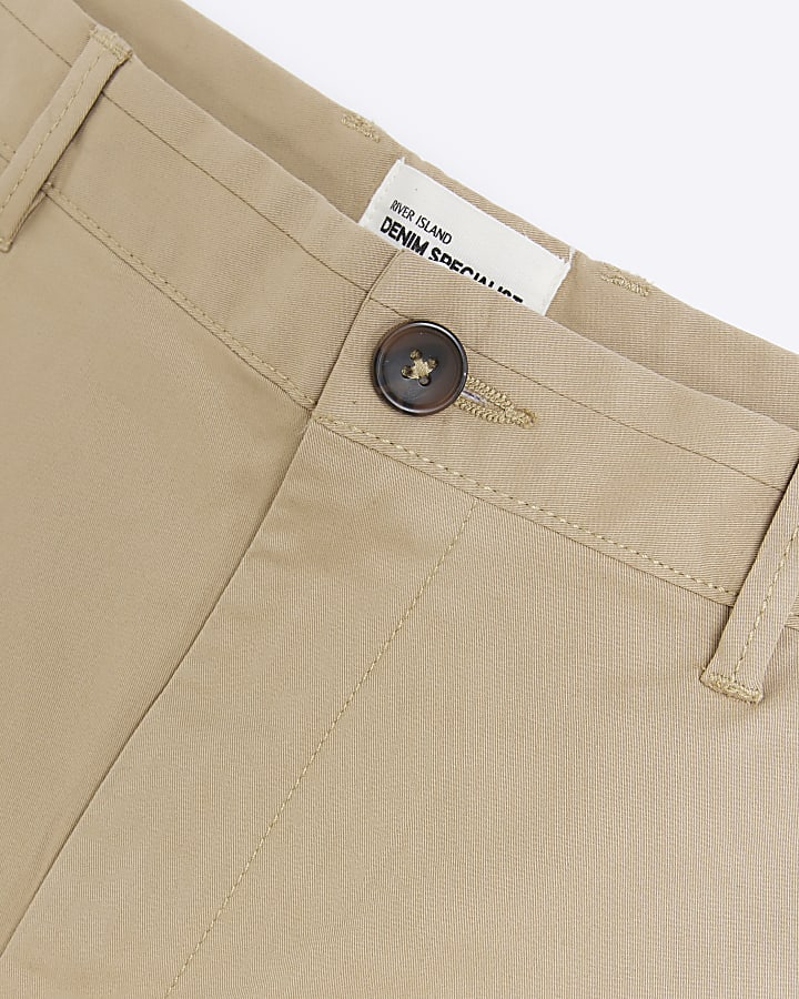 Beige slim fit chino shorts