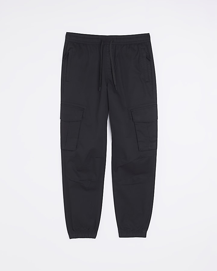 Black regular fit cargo joggers