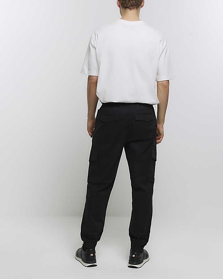 Black regular fit cargo joggers