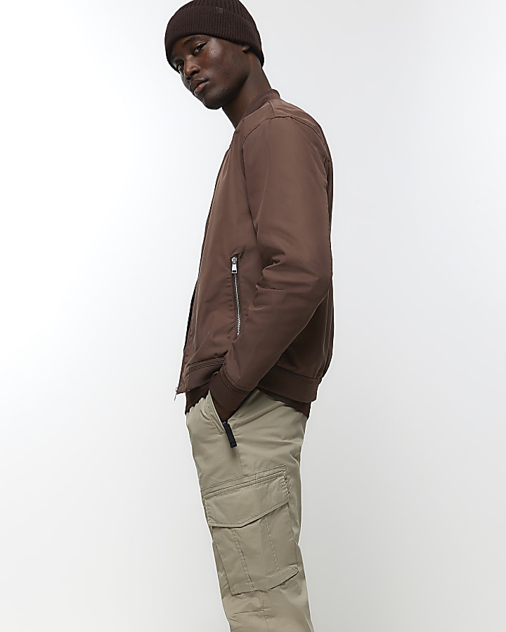 Beige regular fit cargo joggers