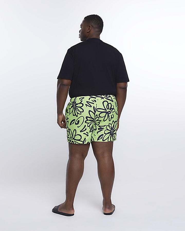 Big & Tall lime floral textured swim shorts