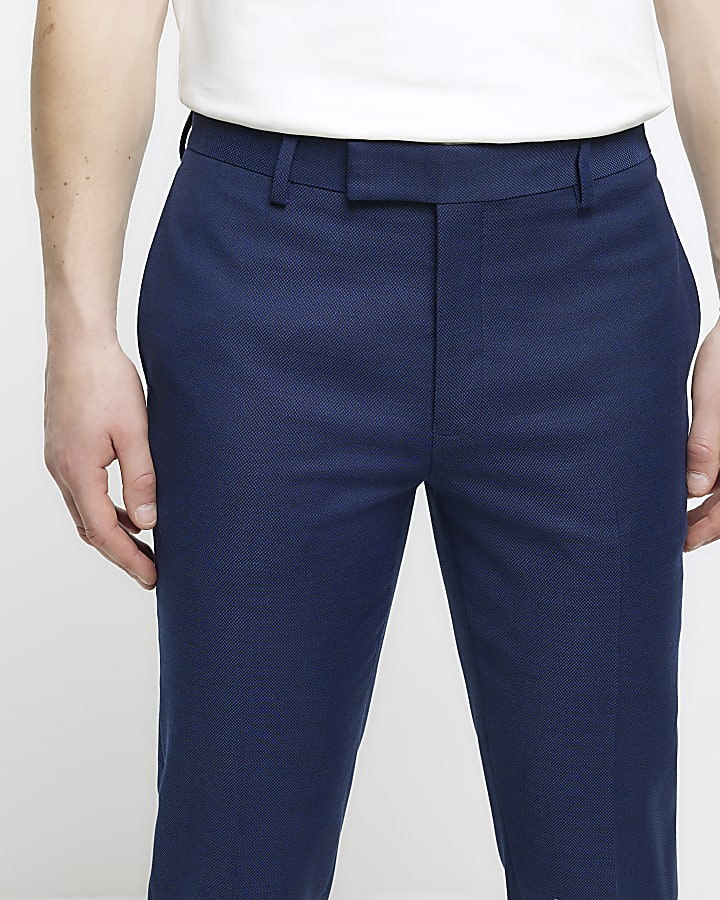 Blue skinny fit suit trousers