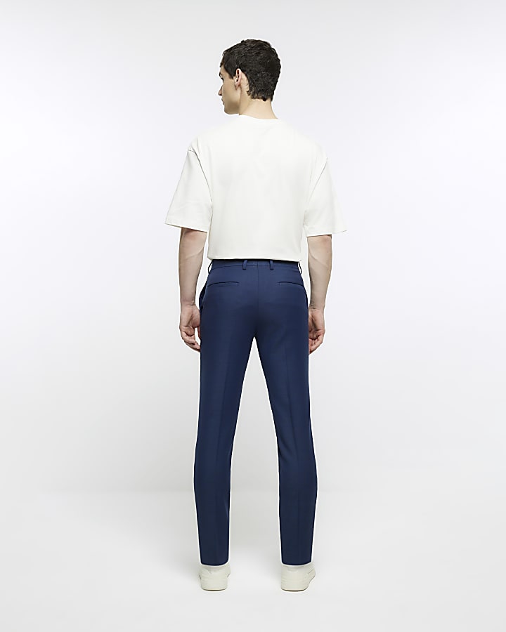 Blue skinny fit suit trousers