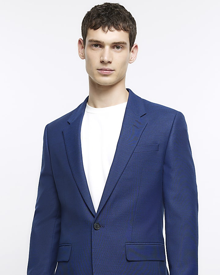 Blue skinny fit suit jacket