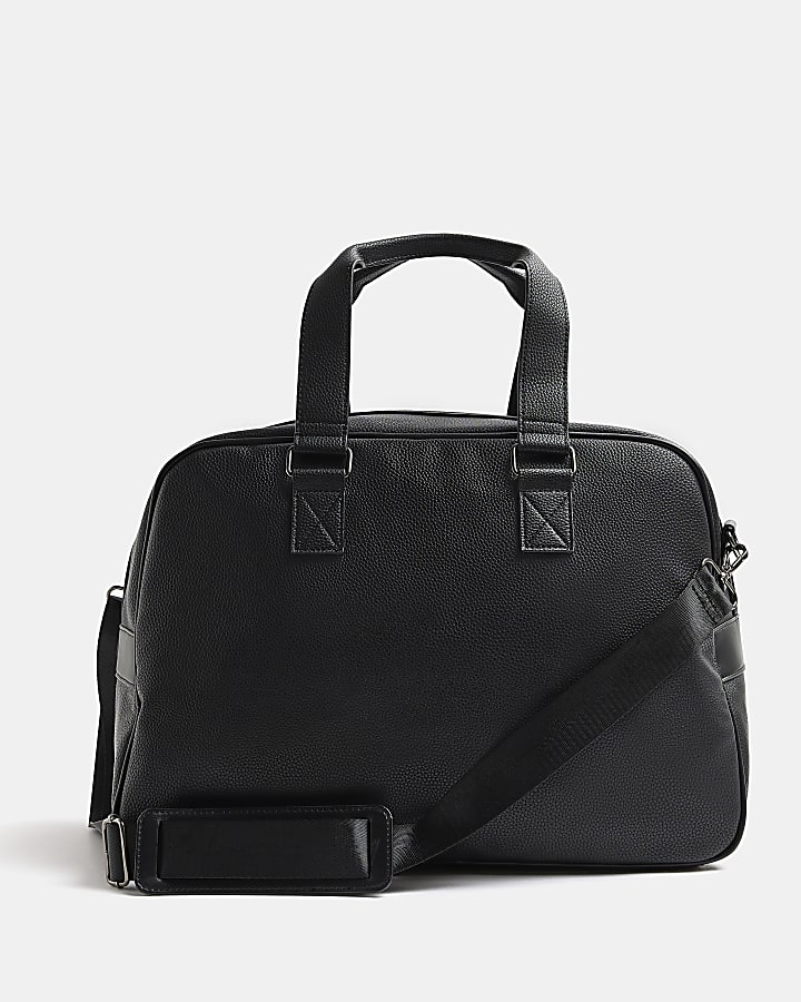 Black faux leather holdall