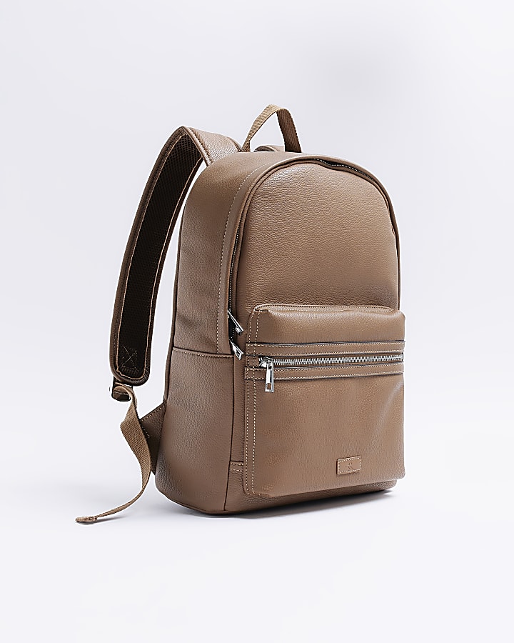 Brown faux leather rucksack