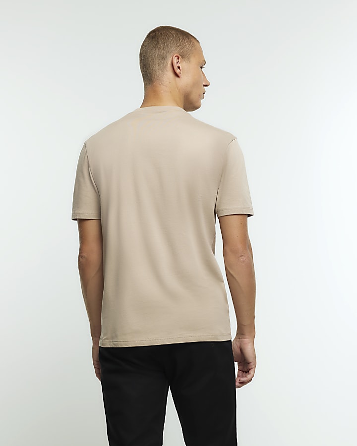 5PK beige slim fit t-shirts