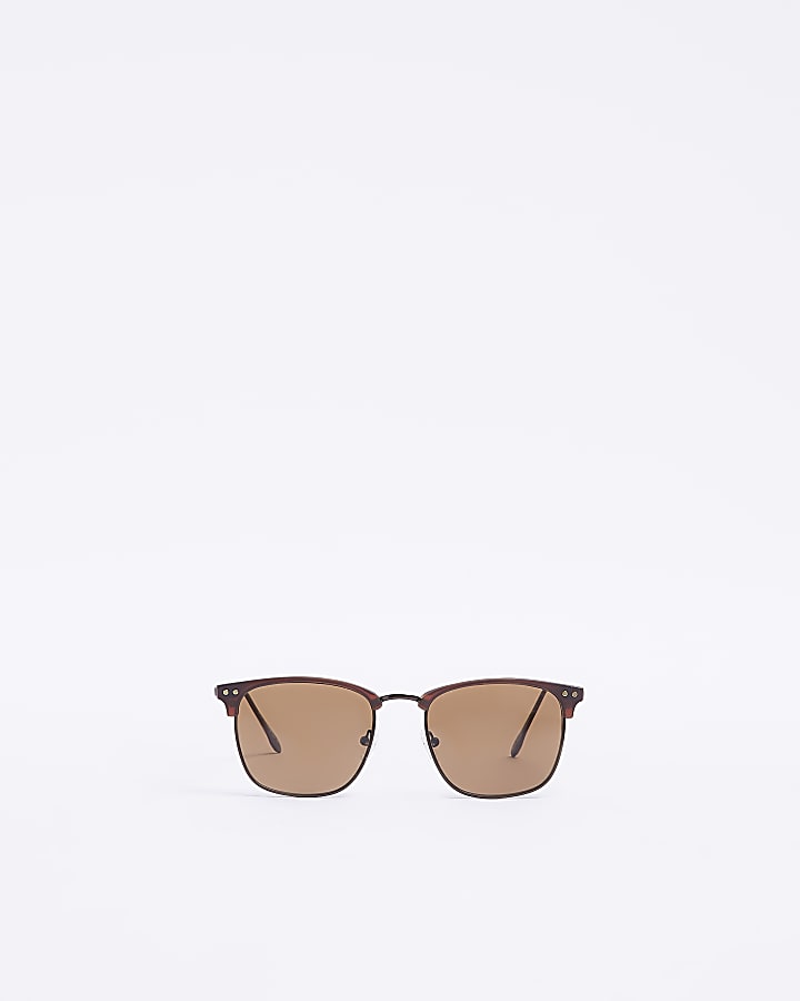Bronze tinted lenses square sunglasses River Island