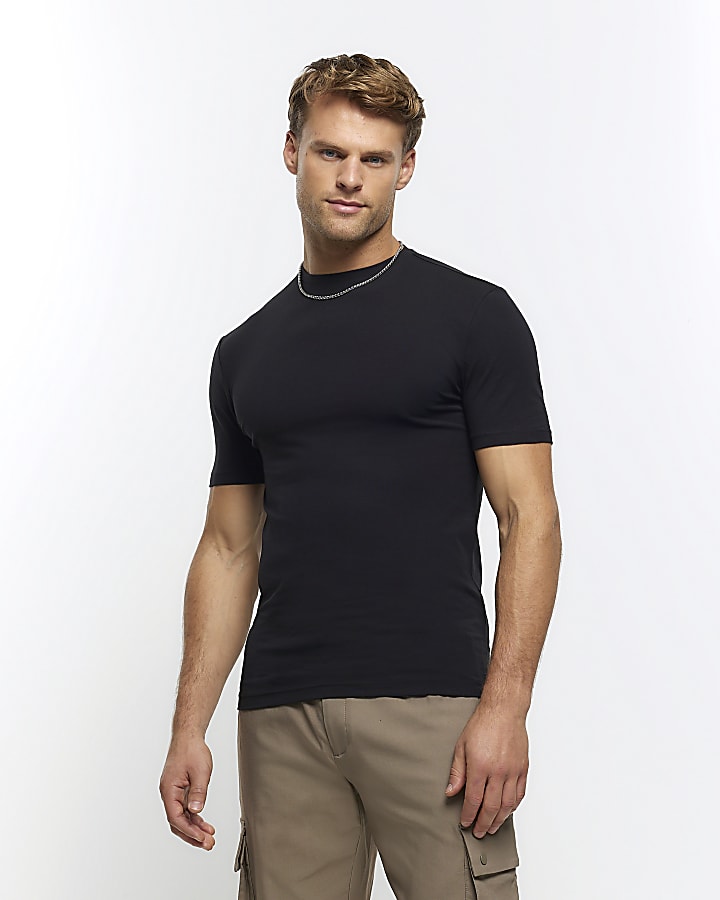 5PK black muscle fit t-shirts