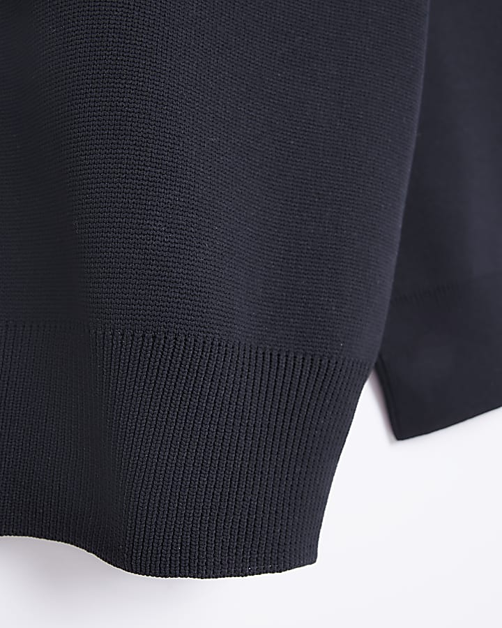 Big & Tall black slim fit striped jumper