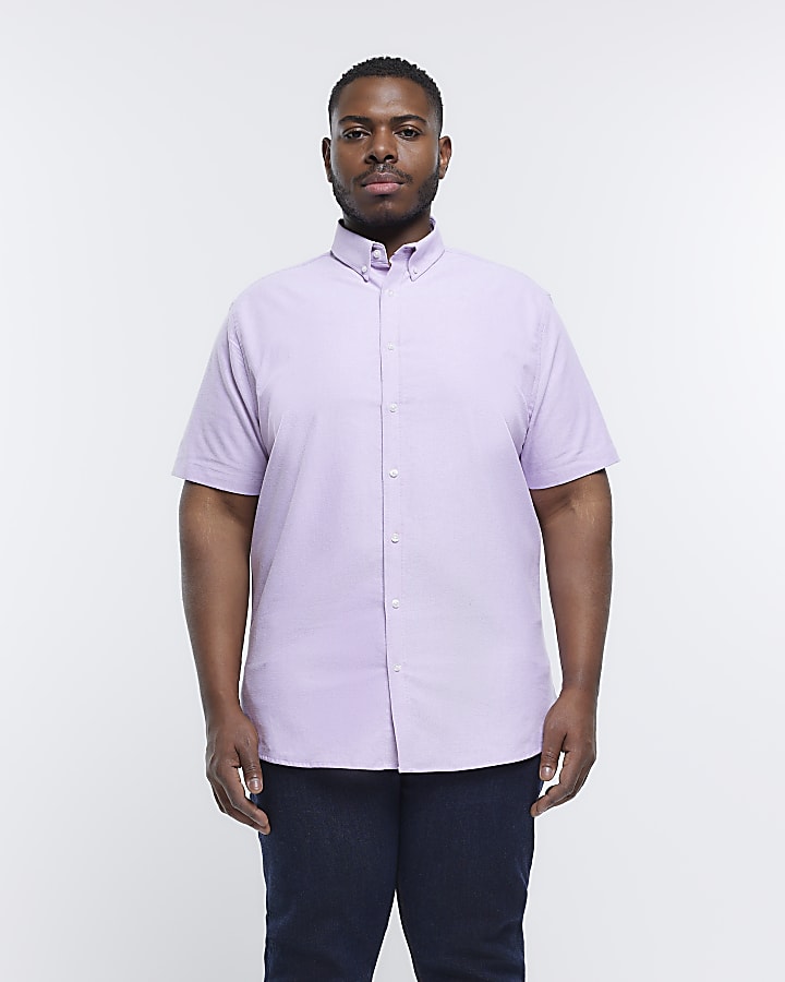Big Tall purple slim fit oxford shirt River Island