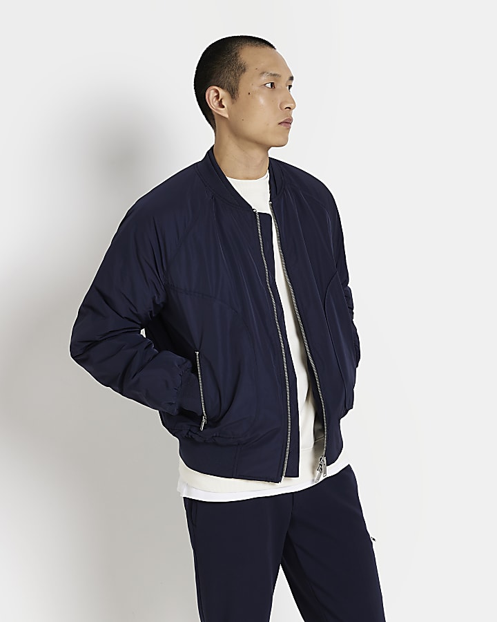 Navy regular fit MA1 bomber jacket