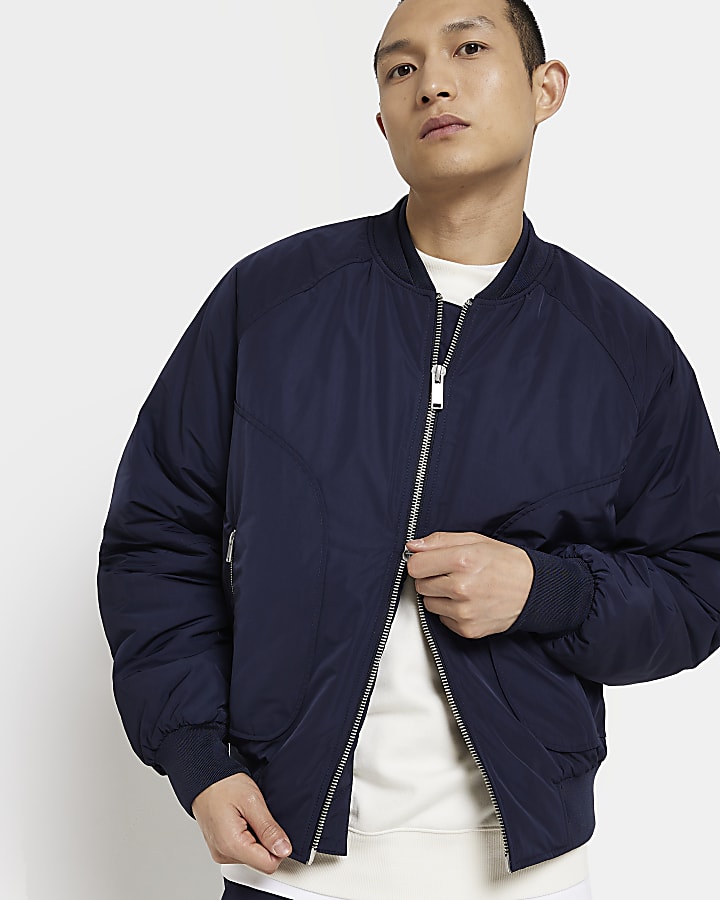 Navy regular fit MA1 bomber jacket