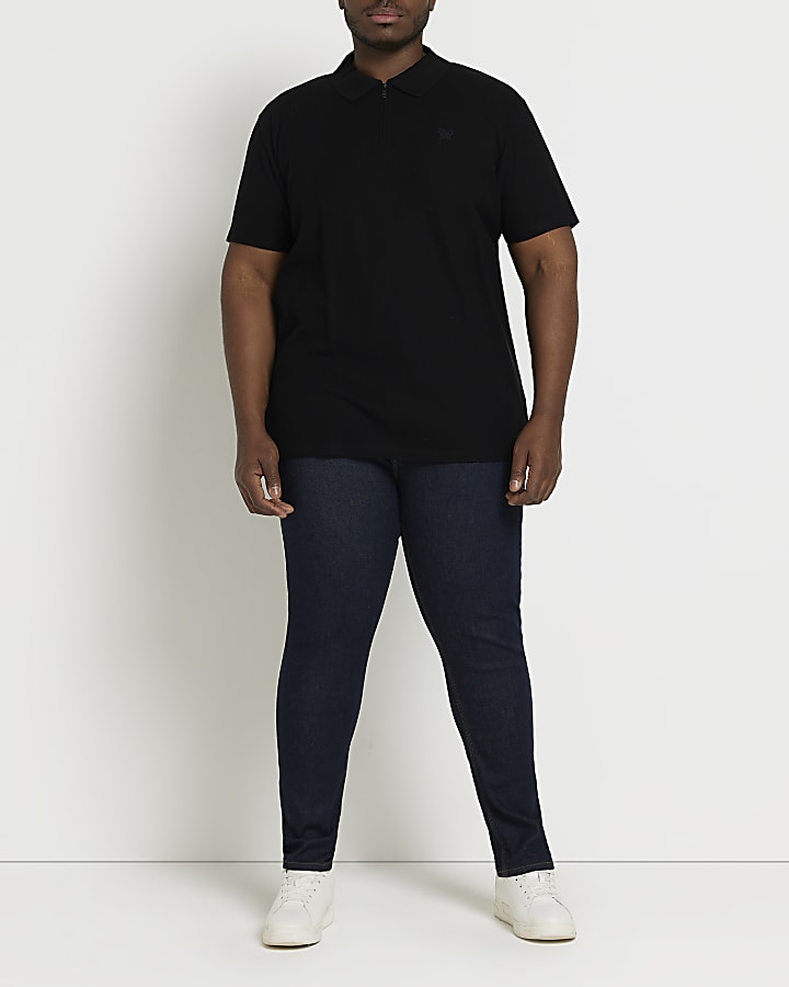 Big & Tall black short sleeve honeycomb polo